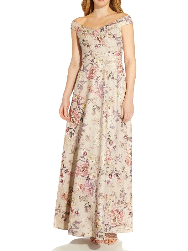 Womens Pleated Maxi Evening Dress Tunics Lace romantic