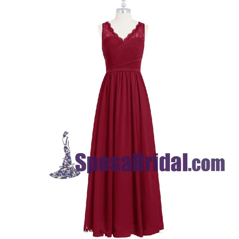 Burgundy Long Chiffon Floor-length Cheap Popular V Neck Bridesmaid Dresses, Wedding Party Dresses , WG236 Tunics Bestseller popular Burgundy Long Chiffon Floor-length Cheap Popular V Neck Bridesmaid Dresses, Wedding Party Dresses , WG236 Tunics Bestseller popular