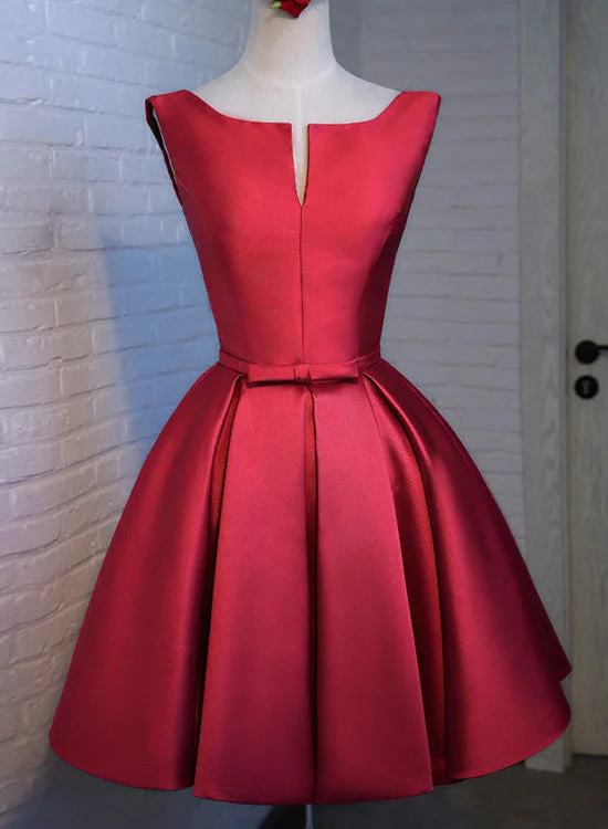 Red Satin Short Homecoming Dress, Beautiful Red Party Dress, Handmade Formal Dress Tunics Luxurious high-end Red Satin Short Homecoming Dress, Beautiful Red Party Dress, Handmade Formal Dress Tunics Luxurious high-end