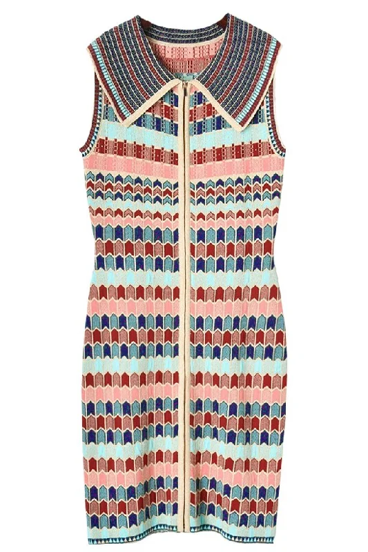 Bronte Retro Sleeveless Knit Dress Tunics Long Elegant