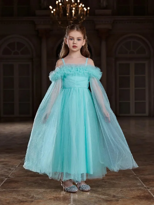 Tween Girls' Ruffle Trim Off Shoulder Party Dress Tunics Modern contemporary