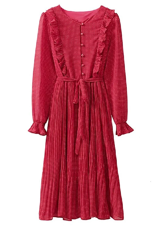 Mona Red Dotted Dress Tunics Ceremony elegant