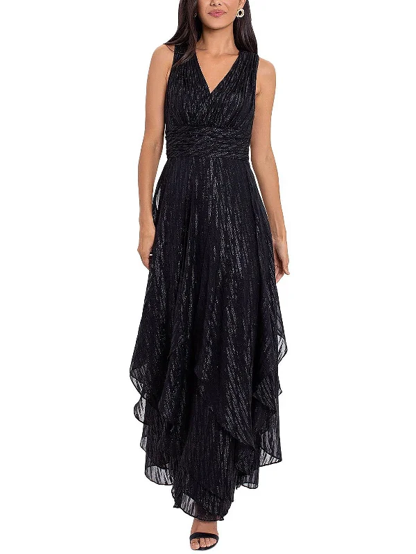 Womens Shimmer Tiered Evening Dress Tunics Luxurious high-end