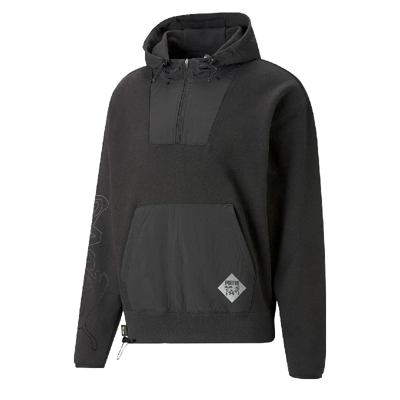 Puma x P.A.M Womens Hoodie Puma Black Hoodie with Cropped Fit Short Trendy