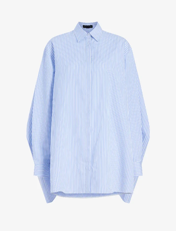 Isla Dress in Stripe Cotton Silk Poplin Tunics Short Trendy