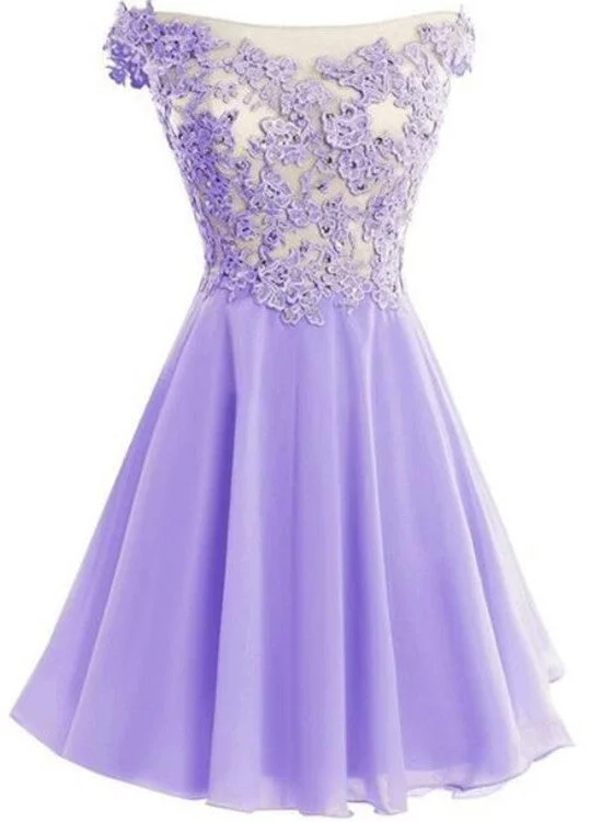 Lavender Chiffon Cap Sleeve Off Shoulder Short Party Dress, Lovely Formal Dress Tunics Review highly Lavender Chiffon Cap Sleeve Off Shoulder Short Party Dress, Lovely Formal Dress Tunics Review highly