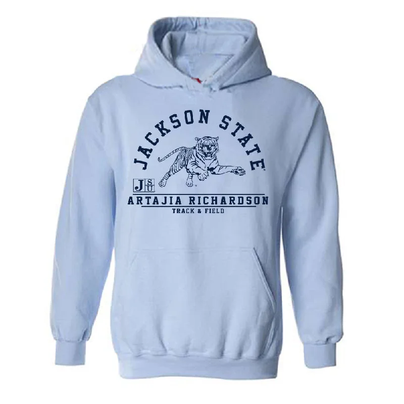 Jackson State - NCAA Women's Track & Field : Artajia Richardson - Classic Fashion Shersey Hooded Sweatshirt Hoodie with Crew Neck Simple Timeless Jackson State - NCAA Women's Track & Field : Artajia Richardson - Classic Fashion Shersey Hooded Sweatshirt Hoodie with Crew Neck Simple Timeless