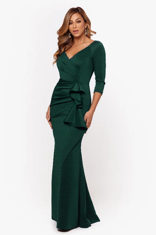 Petite "Lexi" Side-Slit Scuba V-Neck Party Dress Tunics Winter warm