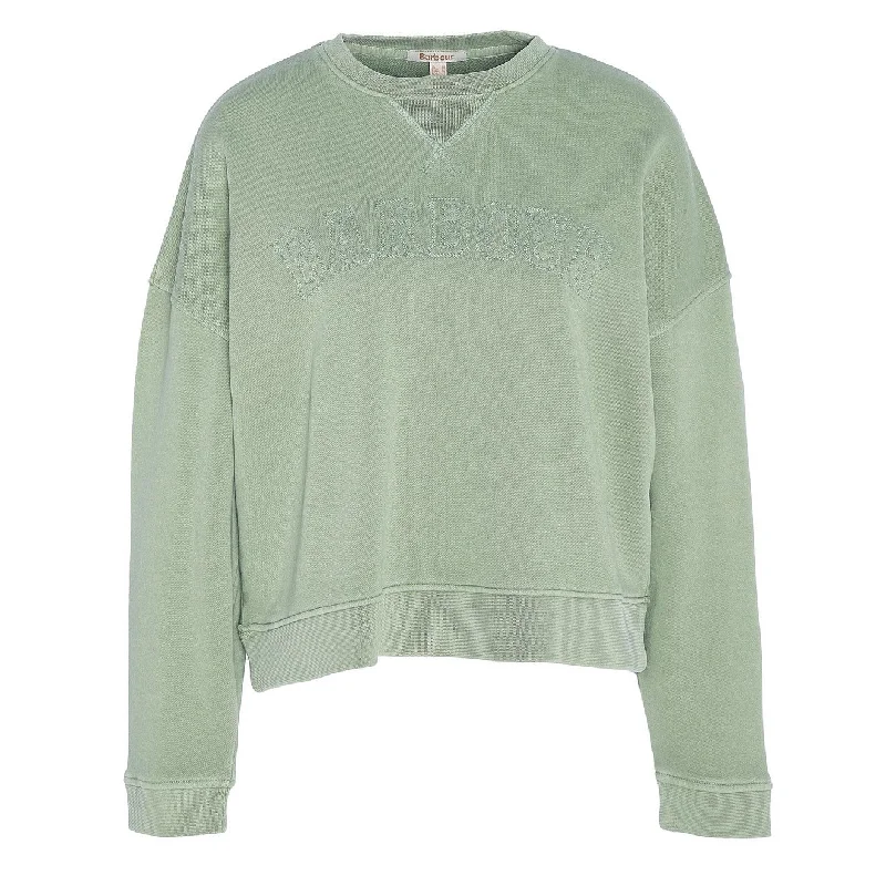 Barbour Womens Sandgate Crew Neck Sweatshirt Nephrite Green Wash Hoodie with Drawcord Adjustable Secure Barbour Womens Sandgate Crew Neck Sweatshirt Nephrite Green Wash Hoodie with Drawcord Adjustable Secure