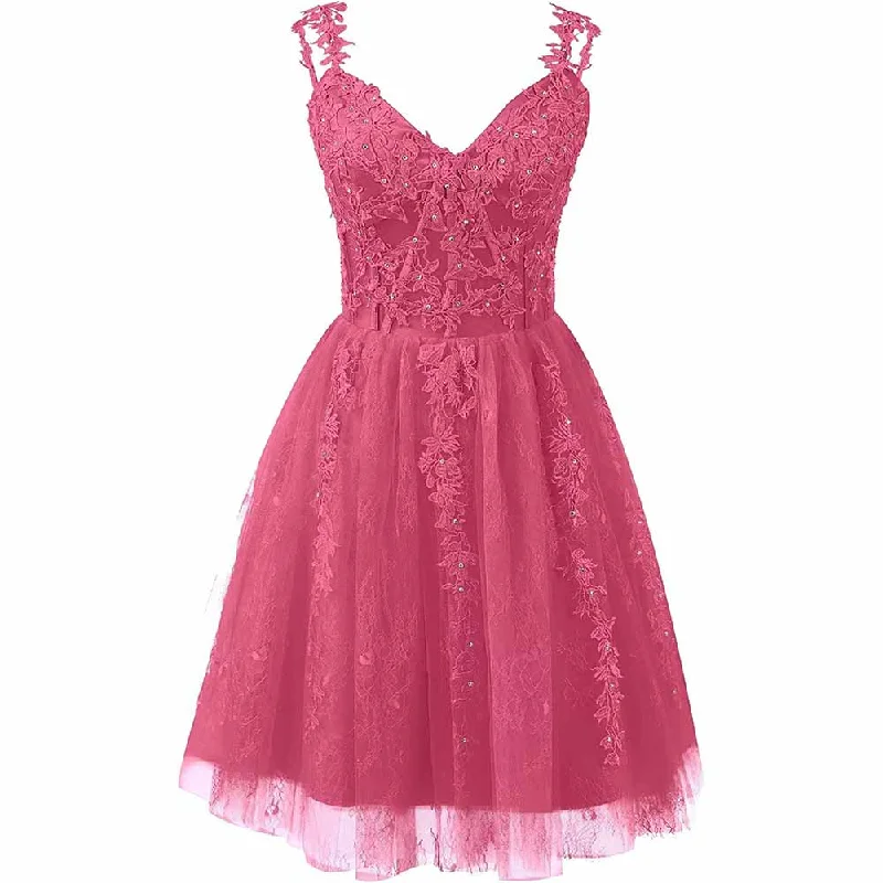 Lace Applique Fairy Homecoming Dresses Short Prom Party Dress Tulle Mini Dress Turtleneck Warm Winter