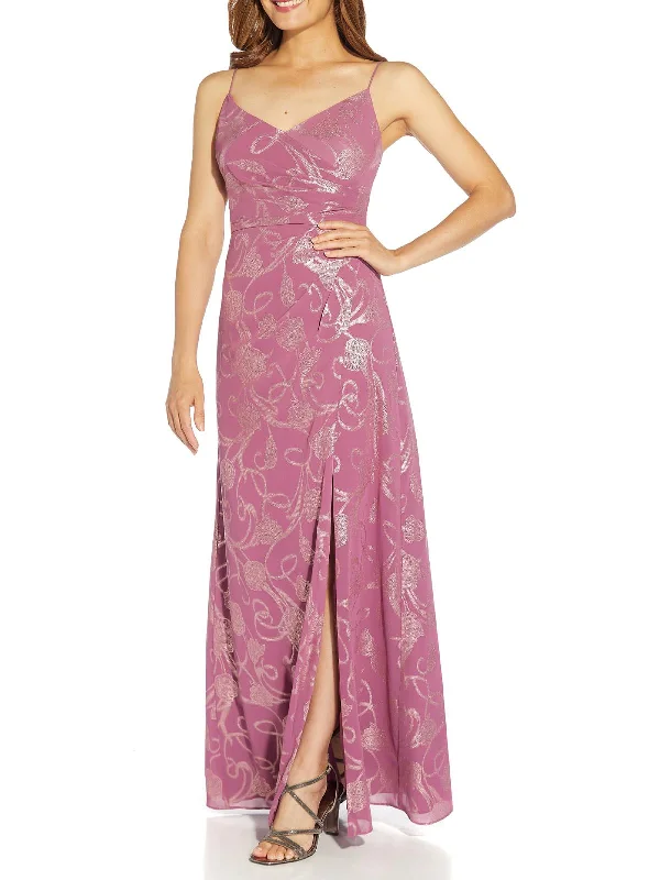 Womens Chiffon Maxi Evening Dress Square Neckline Feminine