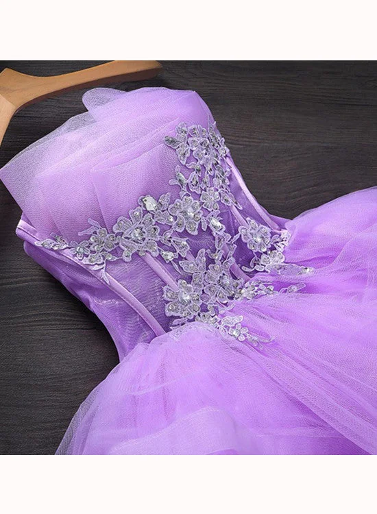 Lovely Purple Tulle Short Party Dress, Cute Homecoming Dress Tunics Brand named