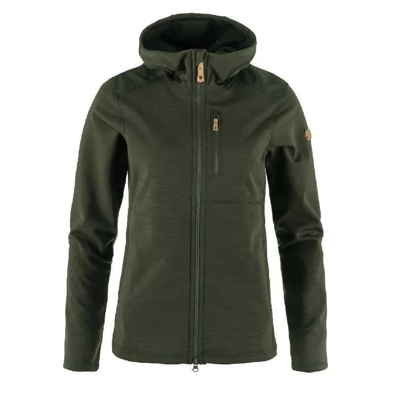 Fjallraven Womens Keb Fleece Hoodie Deep Forest Hoodie with Exposed Zipper Edgy Industrial Fjallraven Womens Keb Fleece Hoodie Deep Forest Hoodie with Exposed Zipper Edgy Industrial