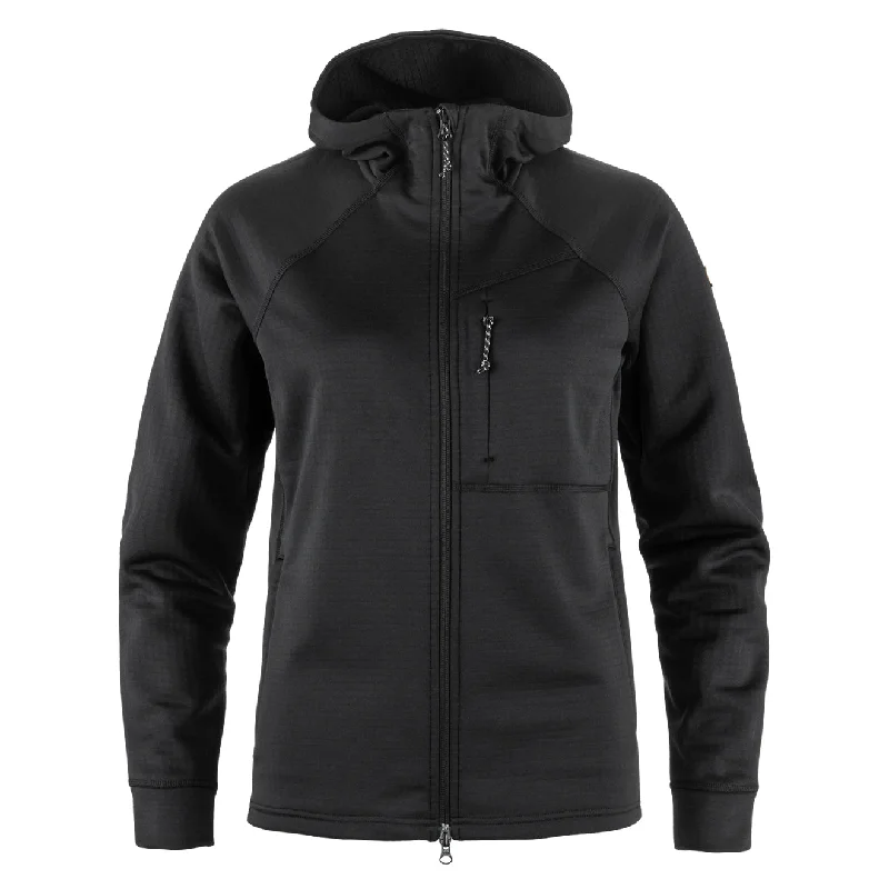 Fjallraven Womens Abisko Grid Fleece Hoodie Black Hoodie with Puffed Sleeves Voluminous Trendy Fjallraven Womens Abisko Grid Fleece Hoodie Black Hoodie with Puffed Sleeves Voluminous Trendy