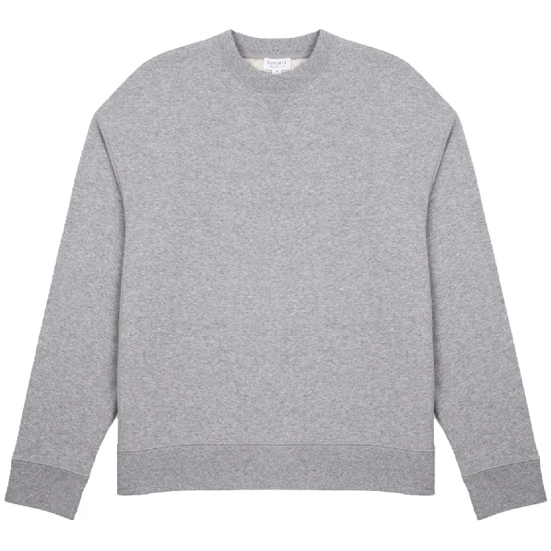 Sunspel Womens Loopback Sweatshirt Grey Melange Hoodie with Fur Luxurious Winter