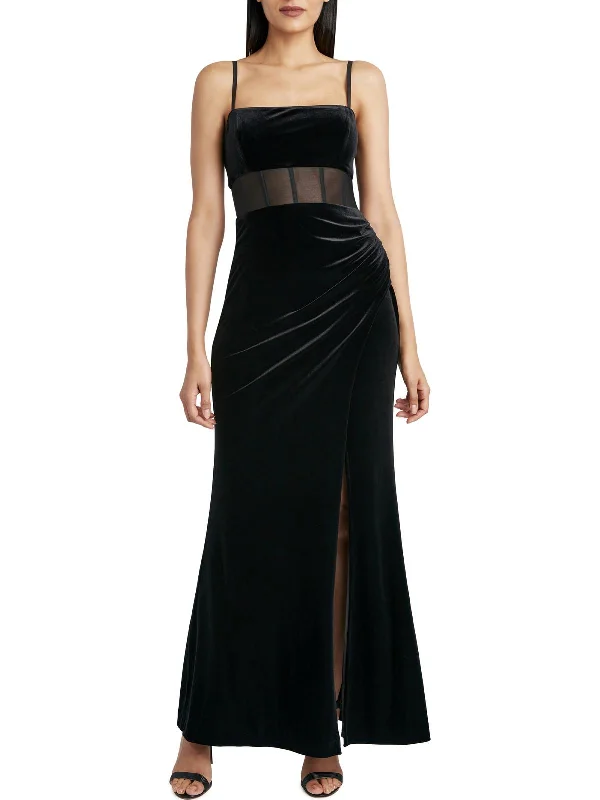 Kai Womens Velvet Sleeveless Evening Dress Crew Neckline Sporty