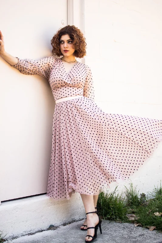 Dots Tulle Skirt Ballet PInk linen skirt natural