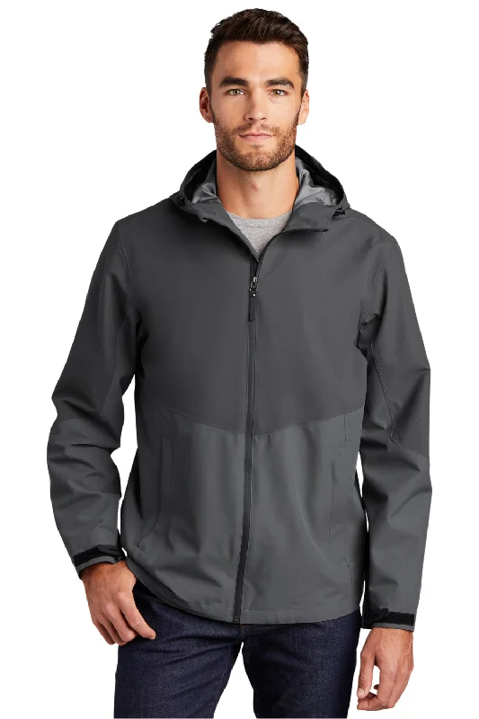 Port Authority Mens Tech Wind & Water Resistant Full Zip Hooded Rain Jacket - Storm Grey/Shadow Grey Oversized Jacket Tailored Jacket Straight Jacket Port Authority Mens Tech Wind & Water Resistant Full Zip Hooded Rain Jacket - Storm Grey/Shadow Grey Oversized Jacket Tailored Jacket Straight Jacket