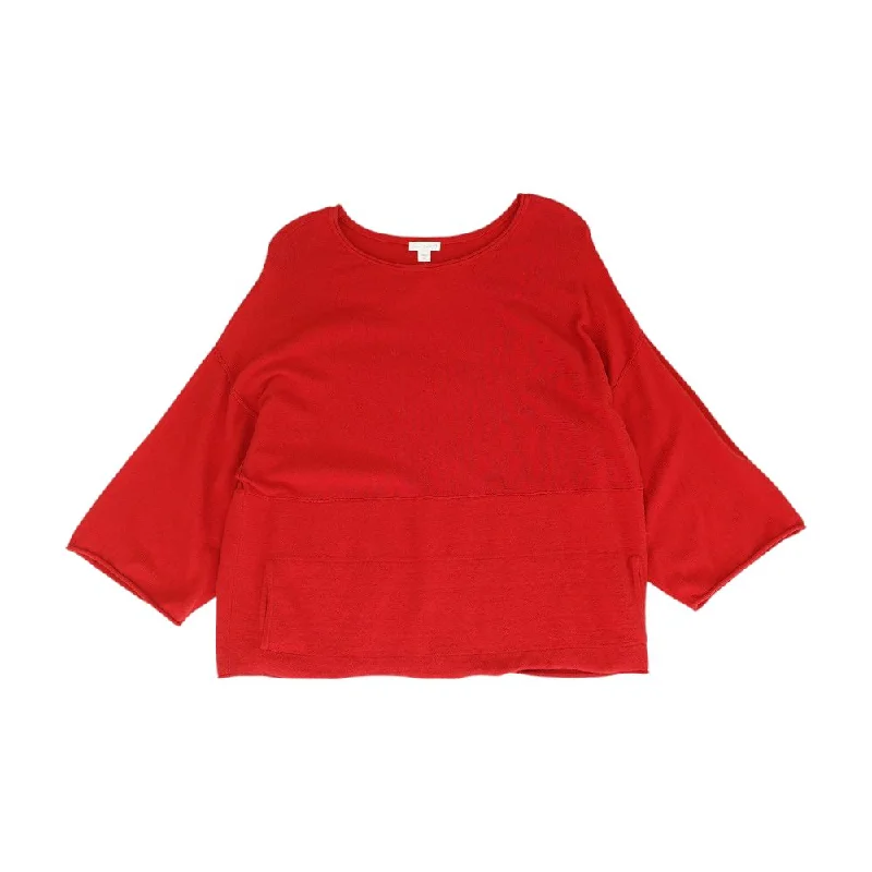Red Solid Sweater Sequined Glittery Shiny