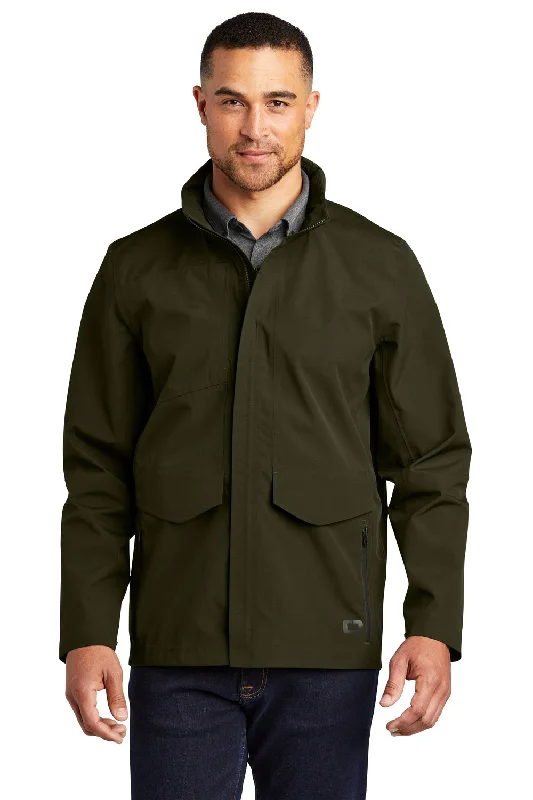 Ogio Mens Utilitarian Wind & Water Resistant Full Zip Hooded Jacket - Drive Green - Closeout Chenille Fabric Brocade Fabric Lace Fabric