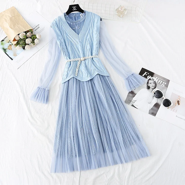 Xiaoxiangfeng suit knitted sweater mesh skirt  3805 Herringbone Houndstooth Plaid