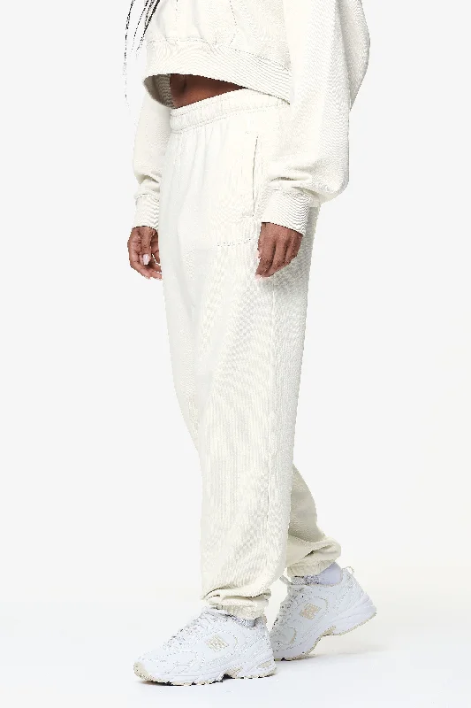 Villa High Waisted Sweat Pants Washed Salty Cream Gum Casual Drawstring Pants