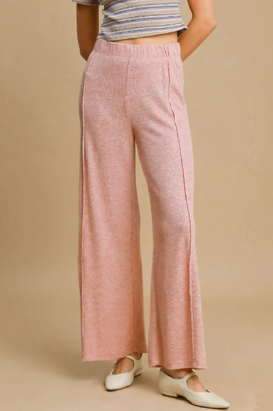 Hazel Blues® |  Umgee Elastic Waist Wide Leg Knit Pants Formal Slim Pants