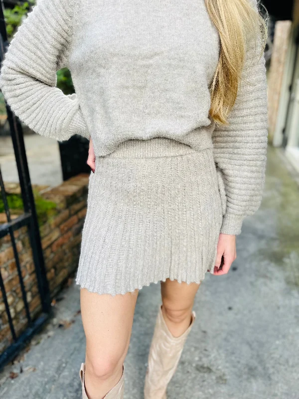 Farrah Sweater Skirt- Heather Oat cashmere skirt soft