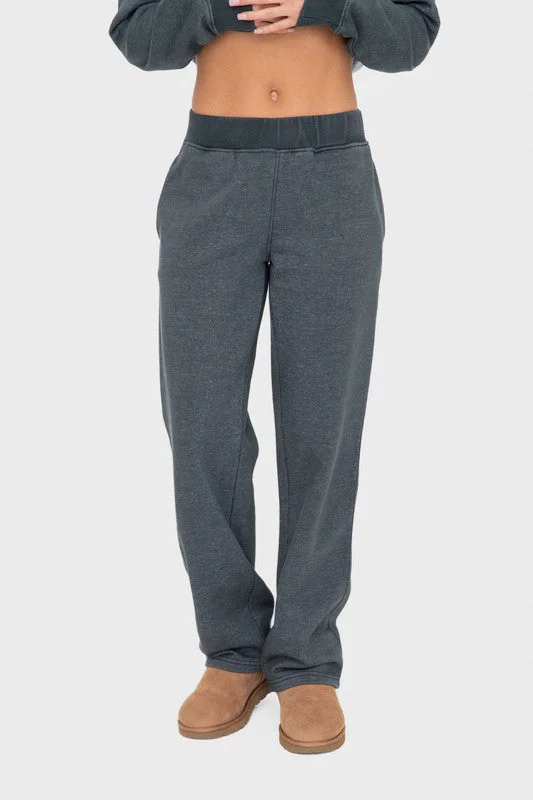 Hazel Blues® |  Mono B Elastic Waist Fleece Pants with Pockets Chic Wool Trousers