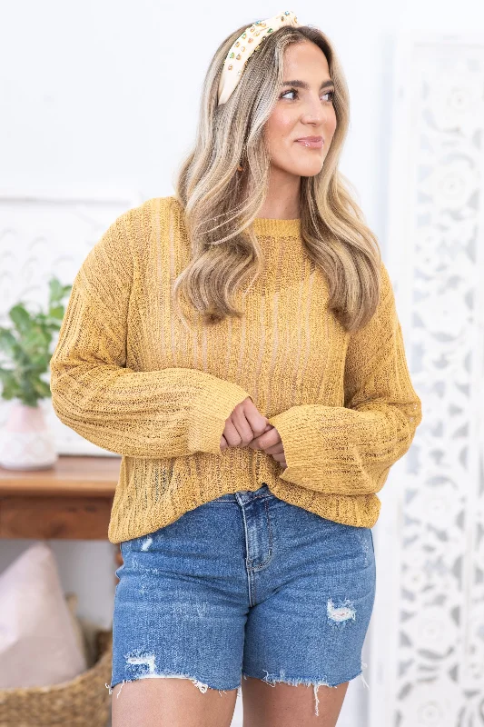 Camel Pointelle Crewneck Sweater Spandex Rayon Corduroy