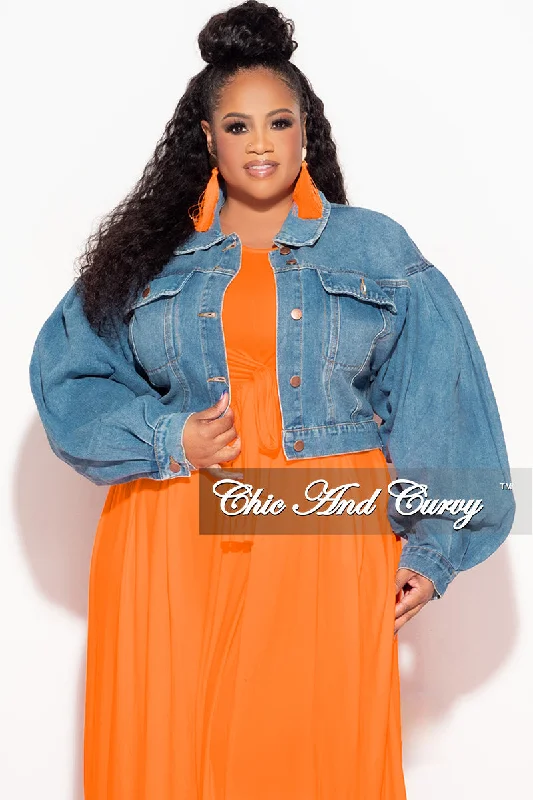 Final Sale Plus Size Denim Jacket with Balloon Sleeves in Denim Notch Collar Jacket Peter Pan Collar Jacket Cowl Neck Jacket Final Sale Plus Size Denim Jacket with Balloon Sleeves in Denim Notch Collar Jacket Peter Pan Collar Jacket Cowl Neck Jacket