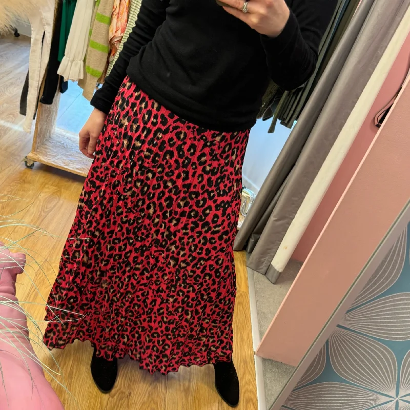 Alana - Aminal Print Maxi Skirt - Fuchsia silk skirt sleek