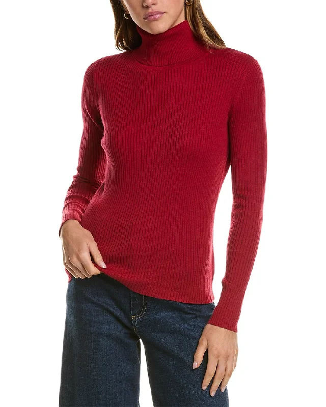 Hannah Rose Turtleneck Cashmere-Blend Sweater Zippered Buttoned Snapped