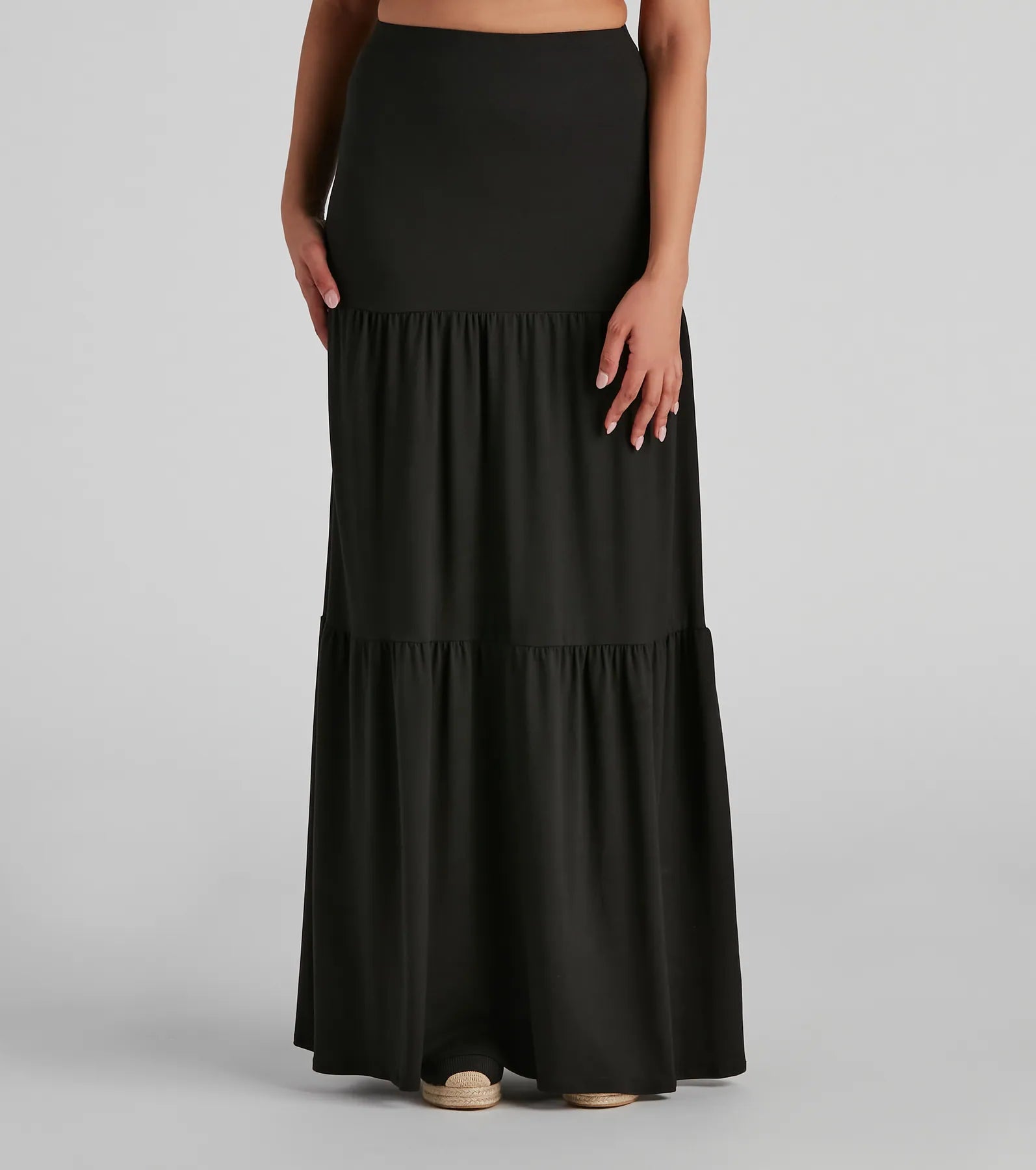 Let's Get Together Tiered Maxi Skirt denim skirt classic