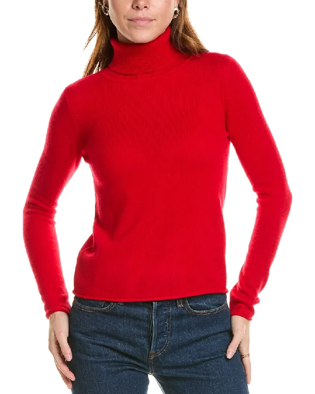 sofiacashmere Roll Cuff & Hem Turtleneck Sweater Plaid Sweater Polka Dot Checkered
