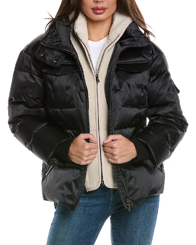 Bogner Adele Leather Bib Down Ski Jacket Anorak Shell Jacket Lightweight Jacket