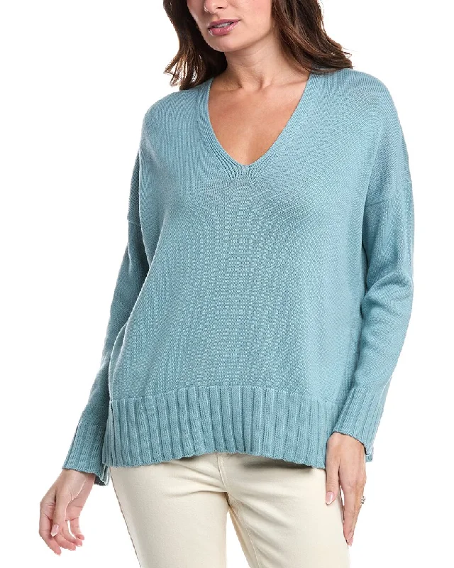 EILEEN FISHER V-Neck Sweater Sequined Glittery Shiny