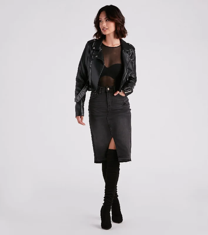 Ayla Midi Slit Skirt By Windsor Denim wool skirt warm