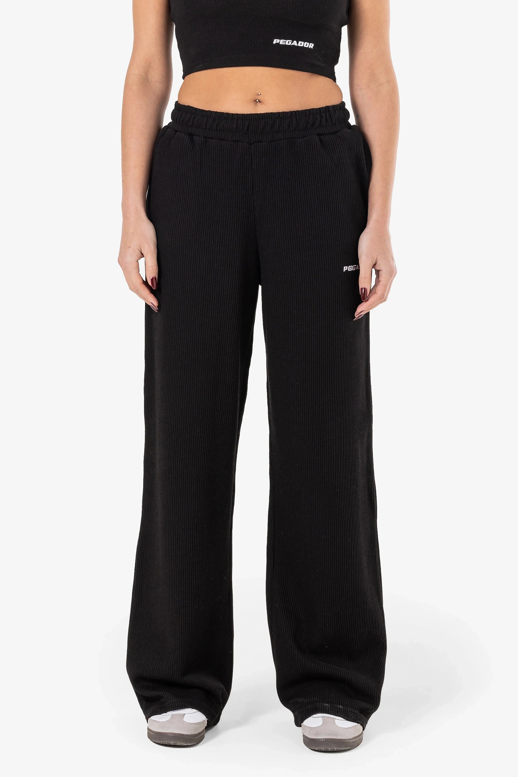 Amanda Rib Pants Washed Black Classic Flared Pants