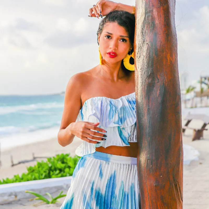 Blue Lagoon 2 Piece Skirt Set flowy skirt hem