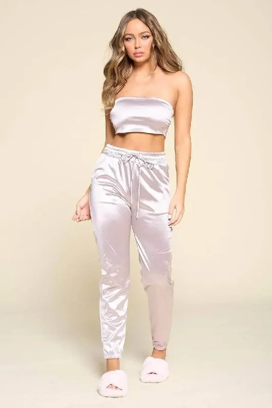 Comfies All Day Every Day Tube Top Pant Set Trendy Wide-Legged Trousers