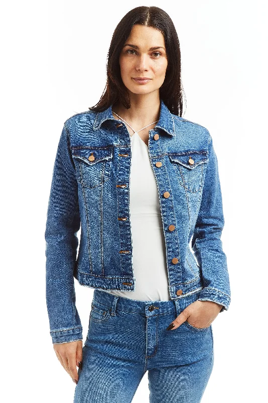 Loretta - Basic Stretch Denim Jacket Jacket Blazer Coat