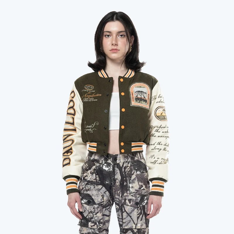 Cropped Safari Varsity Jacket - Forest Green Wool Jacket Cashmere Jacket Tweed Jacket Cropped Safari Varsity Jacket - Forest Green Wool Jacket Cashmere Jacket Tweed Jacket