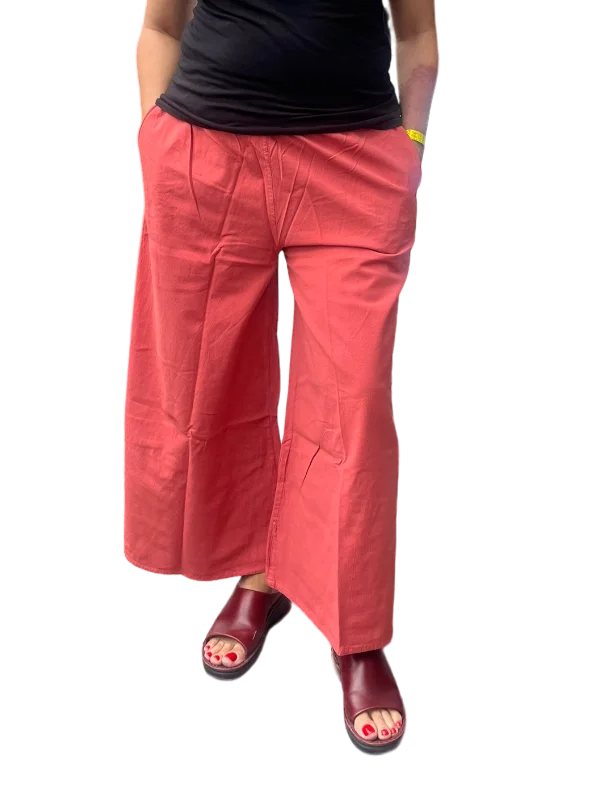 Bright Rose Cotton Palazzo Pants Trendy Tapered Pants