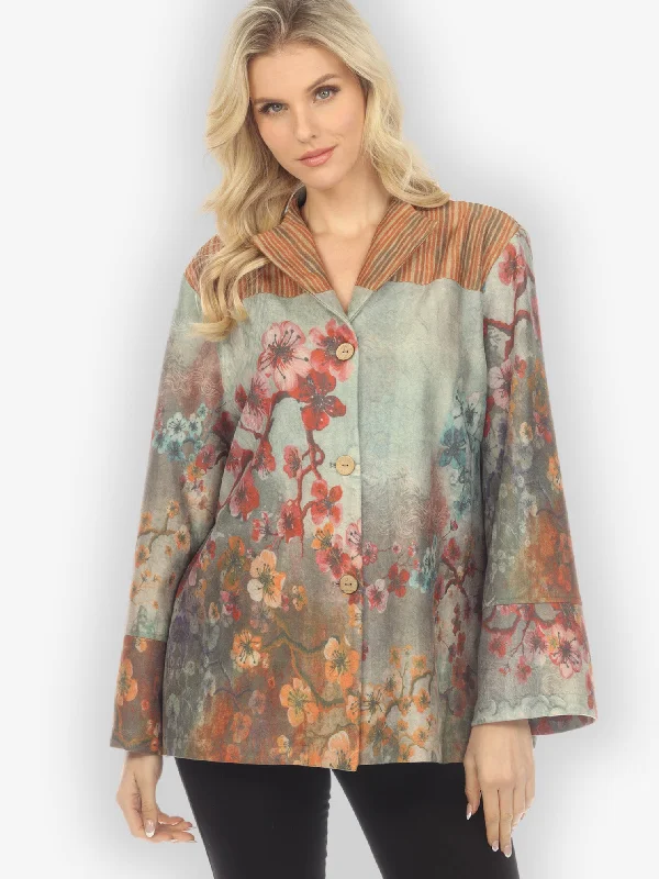 Joy Bloom Border Suede Jacket Belted Jacket Elasticated Jacket Padded Jacket