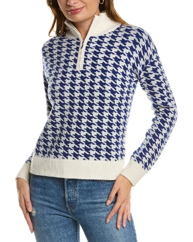 Kier+J Houndstooth Wool & Cashmere-Blend Sweater Striped Floral Plaid