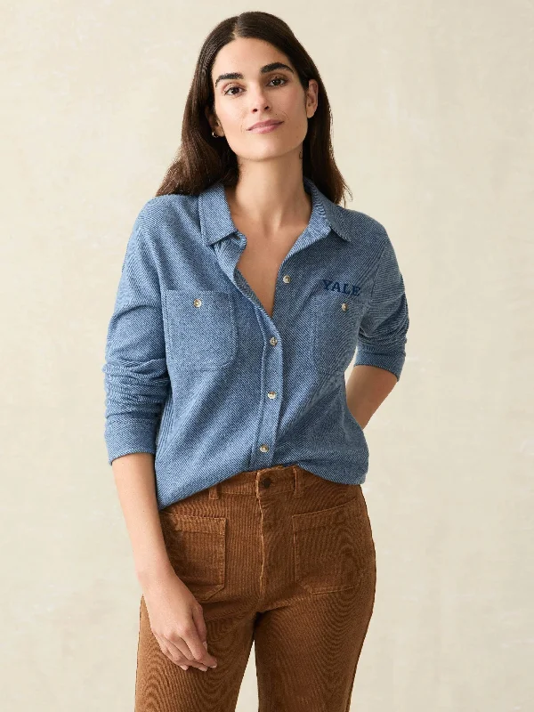 Yale Legend™ Sweater Shirt - Glacier Blue Twill Collared Crew Neck Turtle Neck
