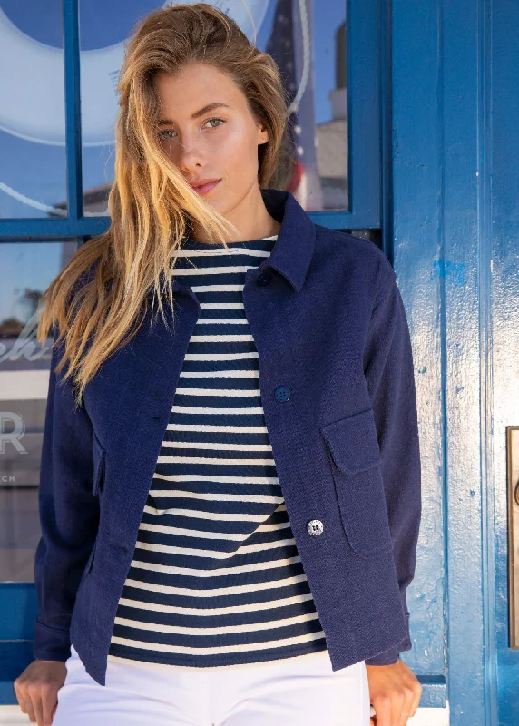 ST SOPHIE - French Workwear-Style Light Jacket with Pockets for Women | Slub Canvas (NAVY) Herringbone Jacket Checkered Jacket Solid Jacket ST SOPHIE - French Workwear-Style Light Jacket with Pockets for Women | Slub Canvas (NAVY) Herringbone Jacket Checkered Jacket Solid Jacket