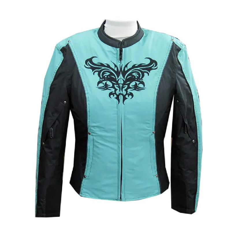 NexGen SH2367 Women's Turquoise and Black Textile Jacket with Embroidery Artwork Tailored Jacket Straight Jacket A-Line Jacket NexGen SH2367 Women's Turquoise and Black Textile Jacket with Embroidery Artwork Tailored Jacket Straight Jacket A-Line Jacket