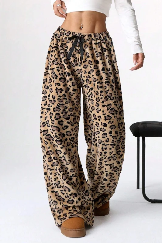 Hazel Blues® |  Leopard Wide Leg Pants Soft Cotton Pants